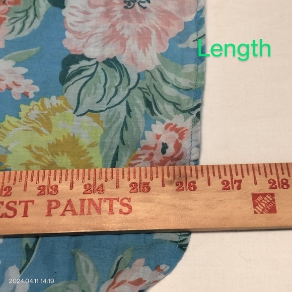 LOFT Size Medium Floral Cap Sleeves Ragged Edges Ruffle Elastic Neckline Top - Picture 13 of 13